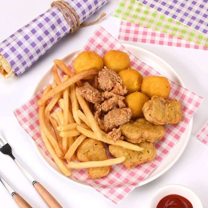 100 Blatt/Packung, quadratisches Backfettpapier, Burger-Sandwichpapier, Größe: 22 x 22 cm – Bild 4