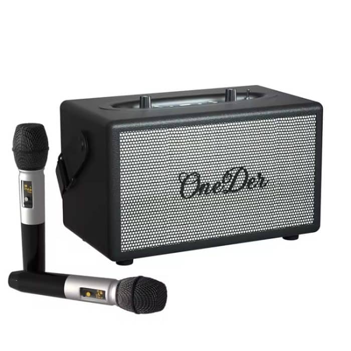 Oneder D7 Bluetooth-Lautsprecher für Outdoor-Karaoke, kabellose Lautsprecher mit zwei Mikrofonen – Bild 1