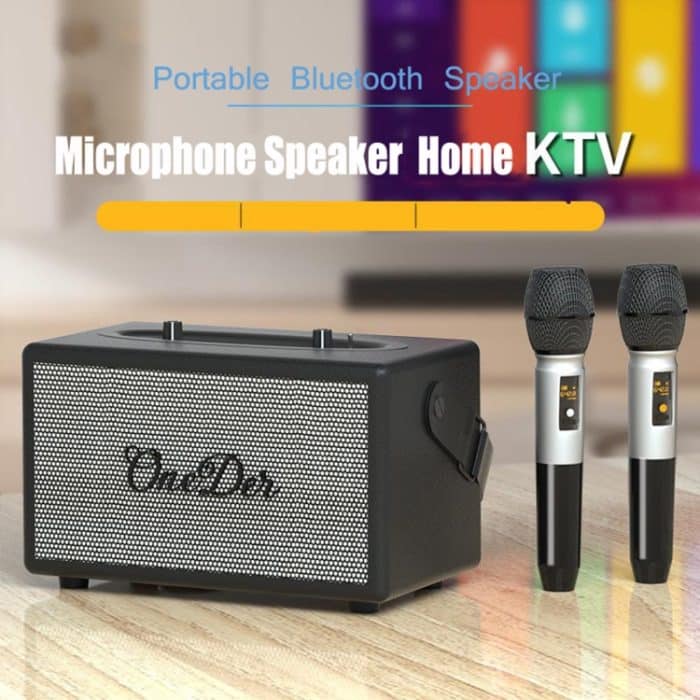 Oneder D7 Bluetooth-Lautsprecher für Outdoor-Karaoke, kabellose Lautsprecher mit zwei Mikrofonen – Bild 2