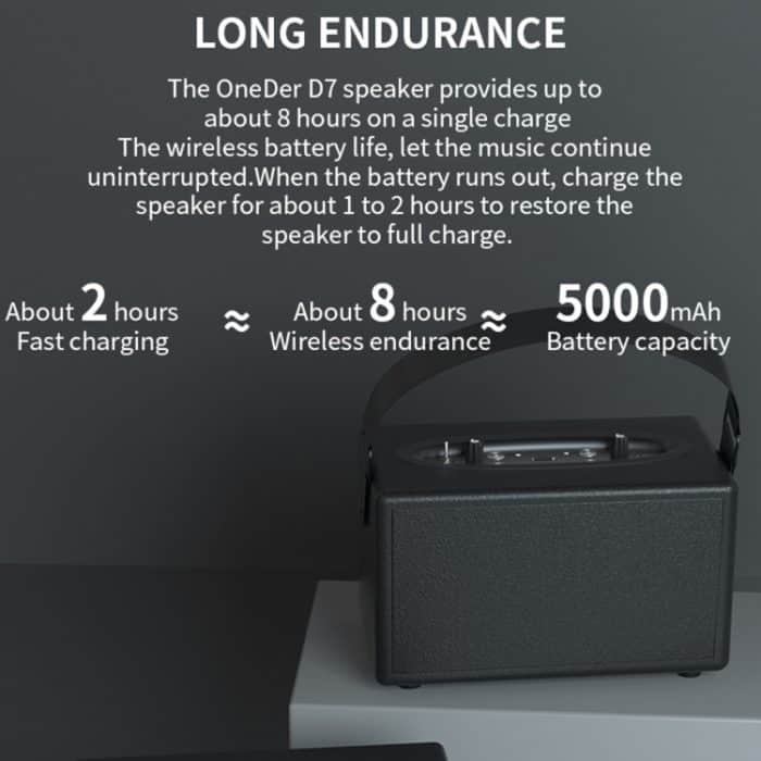 Oneder D7 Bluetooth-Lautsprecher für Outdoor-Karaoke, kabellose Lautsprecher mit zwei Mikrofonen – Bild 3