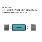 Onten CR532 2-in-1 USB-A / USB-C auf SD2.0 / TF2.0 USB-Kartenleser, CR532 – Bild 3
