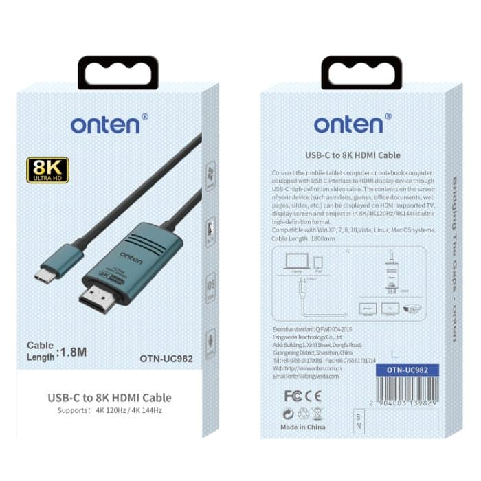 Onten UC982 8K 60Hz USB-C/Typ-C zu HDMI Video HD Konvertierungskabel, UC982 – Bild 8