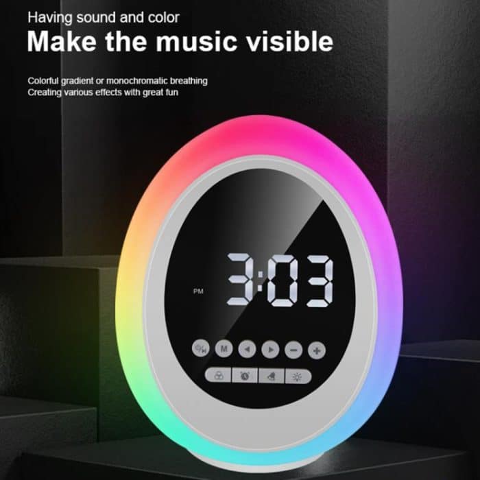 P13 Multifunktionaler kabelloser RGB-Bluetooth-Lautsprecher mit bunten Lichtern, Wecker und Uhr, P13 – Bild 6