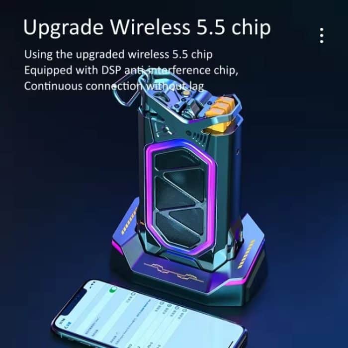 GQ-18 RGB Colorful Mech Mechanischer wasserdichter kabelloser Bluetooth-Desktop-Subwoofer, with Dual Mic, Without Mic – Bild 4