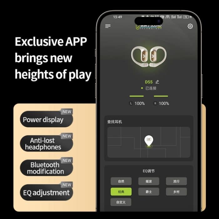 Dmooster D55 OWS ohrmontierte ENC-Bluetooth-Kopfhörer, D55 – Bild 7