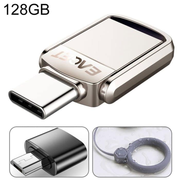 USB 3.1 + USB-C-Schnittstelle Metal Twister Flash U Disk, mit Micro-USB-Adapter und Trageband, 128G, 64G, 32G – Bild 1