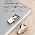 USB 3.1 + USB-C-Schnittstelle Metal Twister Flash U Disk, mit Micro-USB-Adapter und Trageband, 128G, 64G, 32G – Bild 4