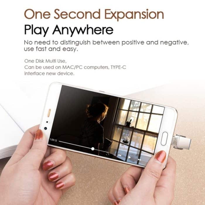 USB 3.1 + USB-C-Schnittstelle Metal Twister Flash U Disk, mit Micro-USB-Adapter und Trageband, 128G, 64G, 32G – Bild 5