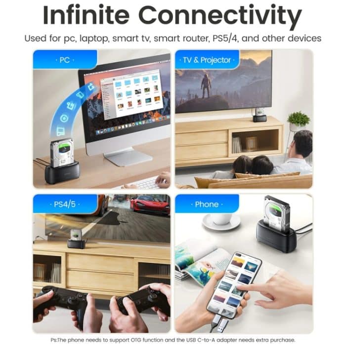 ORICO DD18C3 Single Bay 2,5- und 3,5-Zoll-SATA-Laufwerk-Dockingstation, AU Plug, EU Plug, UK Plug, US Plug – Bild 5