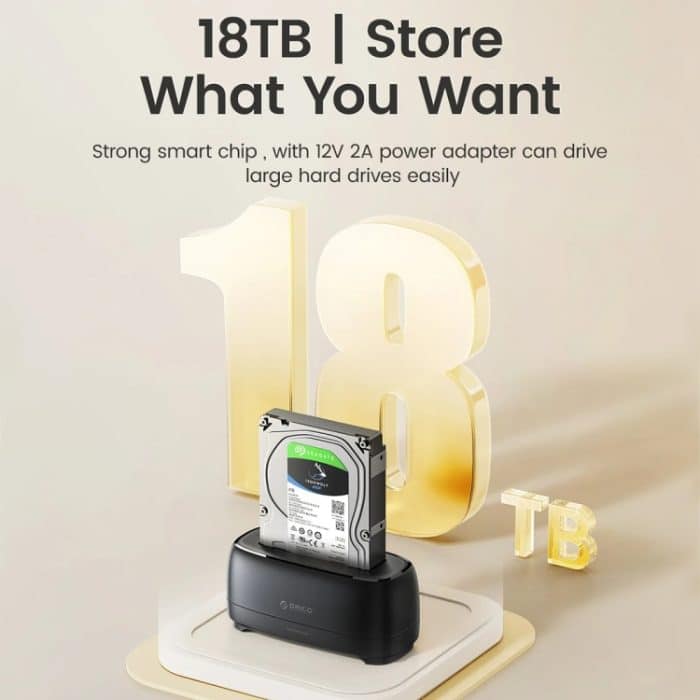 ORICO DD18C3 Single Bay 2,5- und 3,5-Zoll-SATA-Laufwerk-Dockingstation, AU Plug, EU Plug, UK Plug, US Plug – Bild 6