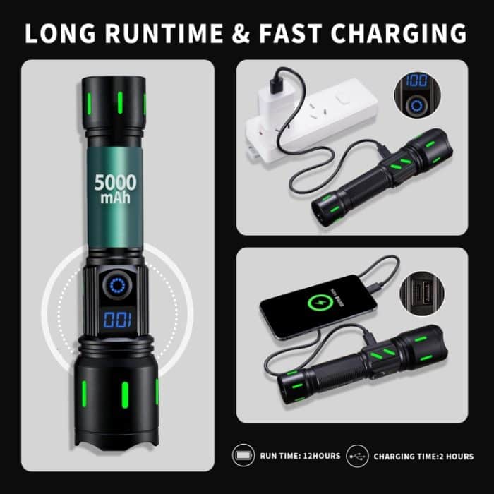 A800 20W Spotlight 2000LM USB wiederaufladbare LED-Taschenlampe, A800 – Bild 4