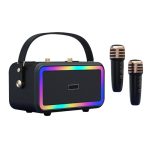 M3201 Tragbarer bunter Bluetooth-Lautsprecher für Zuhause, Retro-Karaoke-Dual-Mic-Lautsprecher