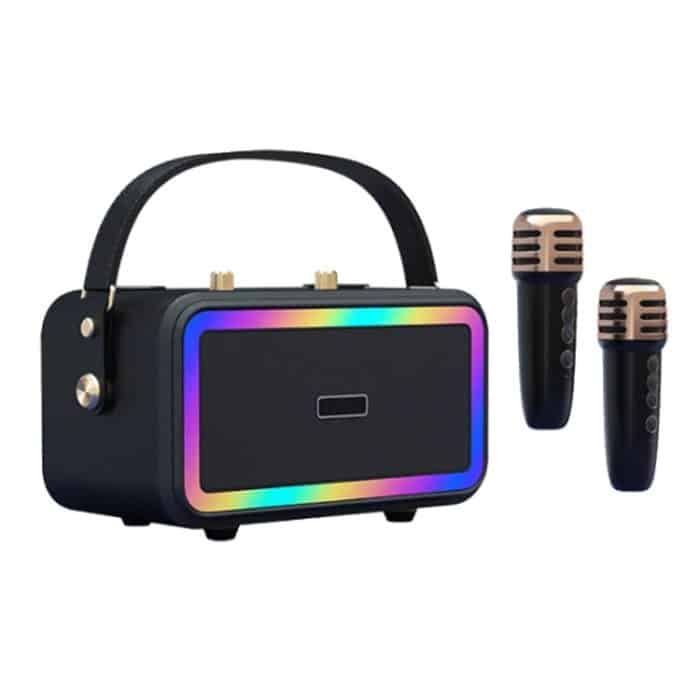 EDA006531501A.jpg M3201 Tragbarer bunter Bluetooth-Lautsprecher für Zuhause, Retro-Karaoke-Dual-Mic-Lautsprecher – Bild 1