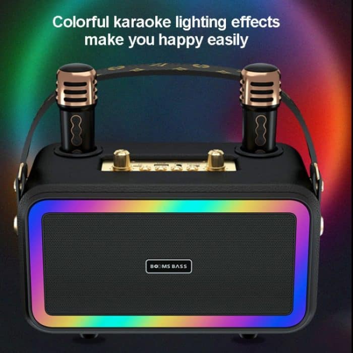 M3201 Tragbarer bunter Bluetooth-Lautsprecher für Zuhause, Retro-Karaoke-Dual-Mic-Lautsprecher – Bild 2