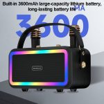 M3201 Tragbarer bunter Bluetooth-Lautsprecher für Zuhause, Retro-Karaoke-Dual-Mic-Lautsprecher – Bild 6