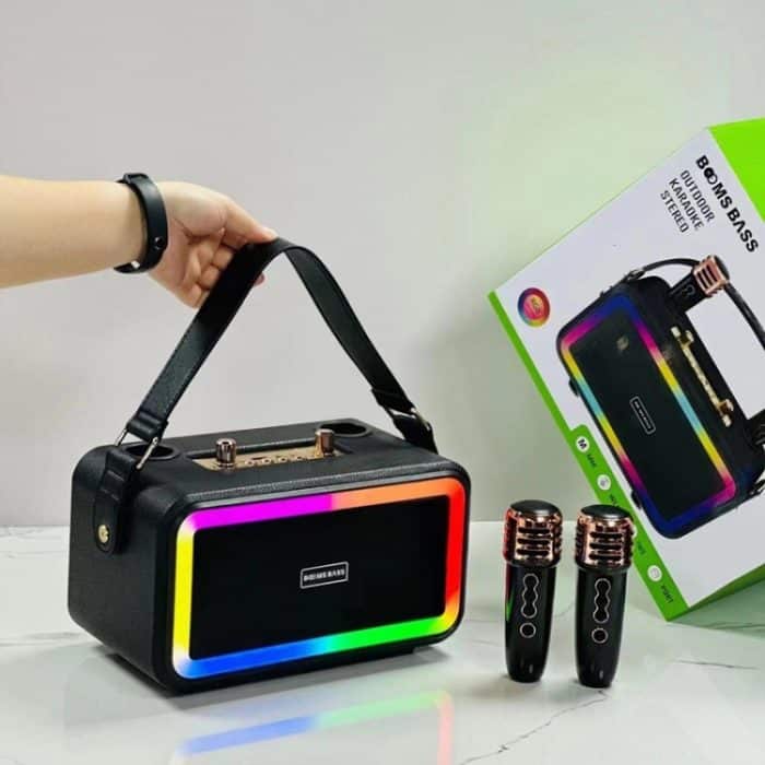 M3201 Tragbarer bunter Bluetooth-Lautsprecher für Zuhause, Retro-Karaoke-Dual-Mic-Lautsprecher – Bild 8
