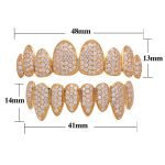 Mit Zirkon eingelegte Hip-Hop-Zahnspangen, acht mit Bohrer eingelegte Zähne, Ober- und Unterprothesen-Set, COS-Requisiten – Bild 4