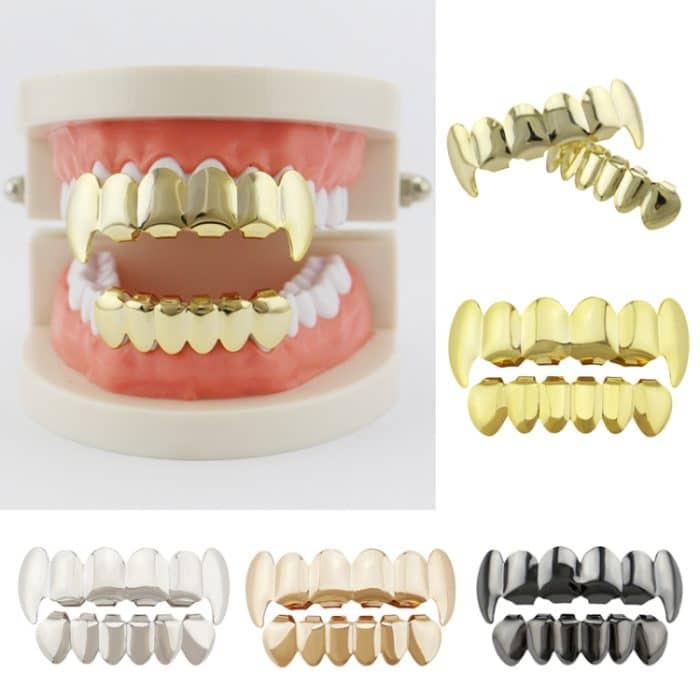 Echtgold-Galvanik-Halloween-Dekoration, Zahnersatz und Stoßzahnanzug, COS-Requisiten – Bild 2