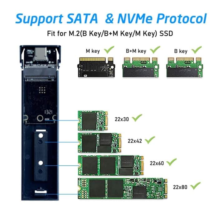 Externes M.2 NDFF&NVMe 2-in-1-Festplattengehäuse aus Aluminiumlegierung, NDFF&NVMe – Bild 4
