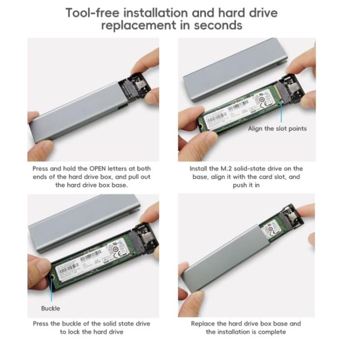 Externes M.2 NDFF&NVMe 2-in-1-Festplattengehäuse aus Aluminiumlegierung, NDFF&NVMe – Bild 5