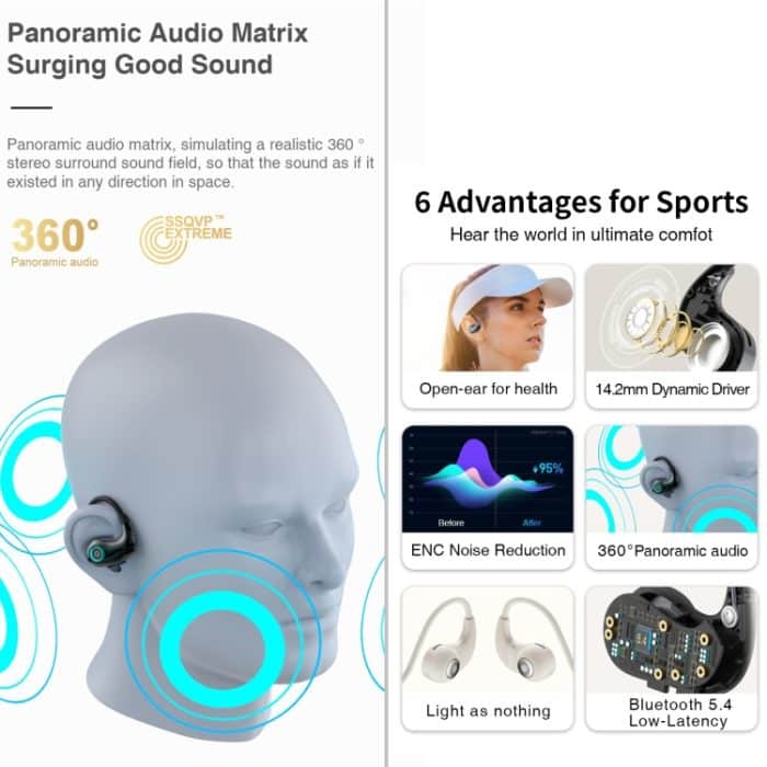 Hileo HI76 Sport Air Conduction Bluetooth-Kopfhörer mit Geräuschunterdrückung – Bild 7