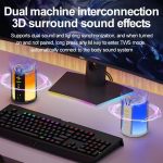 AEC S16 Tragbarer LED-Licht-Regenbogen-RGB-Bluetooth-TWS-Lautsprecher, S16 – Bild 3