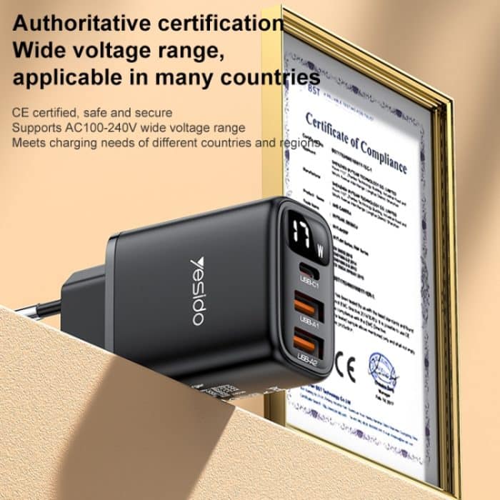 Yesido YC67 17W USB / Typ-C + Dual USB Digital Display Ladegerät, YC67 – Bild 7