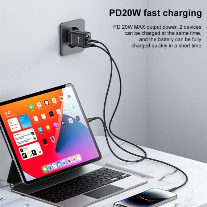 Yesido YC68 20W USB-C / Typ-C + USB-Digitalanzeige-Ladegerät, EU Plug – Bild 3