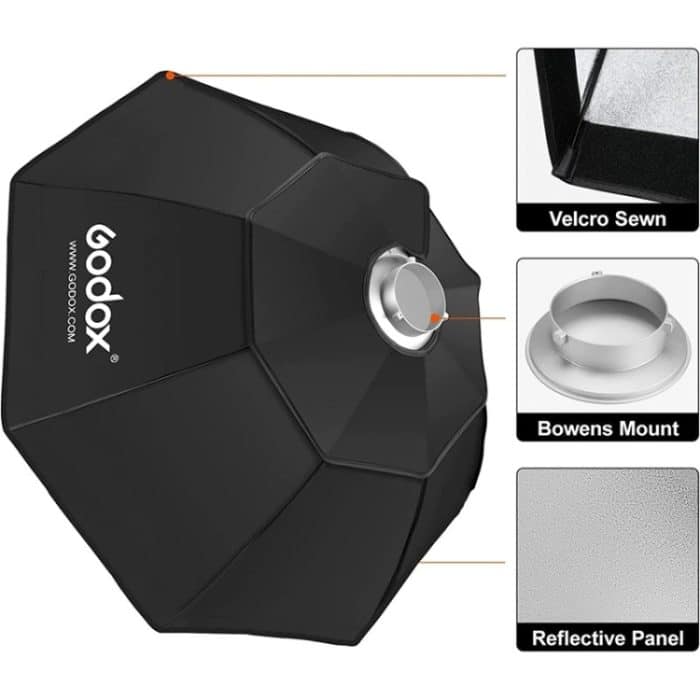 Godox Octagon Honeycomb Grid Softbox mit Bowens-Halterung, 95cm, 120cm, 140cm – Bild 4