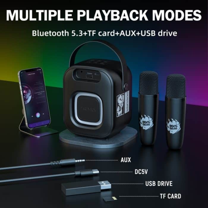 ONIKUMA L7 5W Karaoke-Bluetooth-Lautsprecher mit 2 Mikrofonen – Bild 5