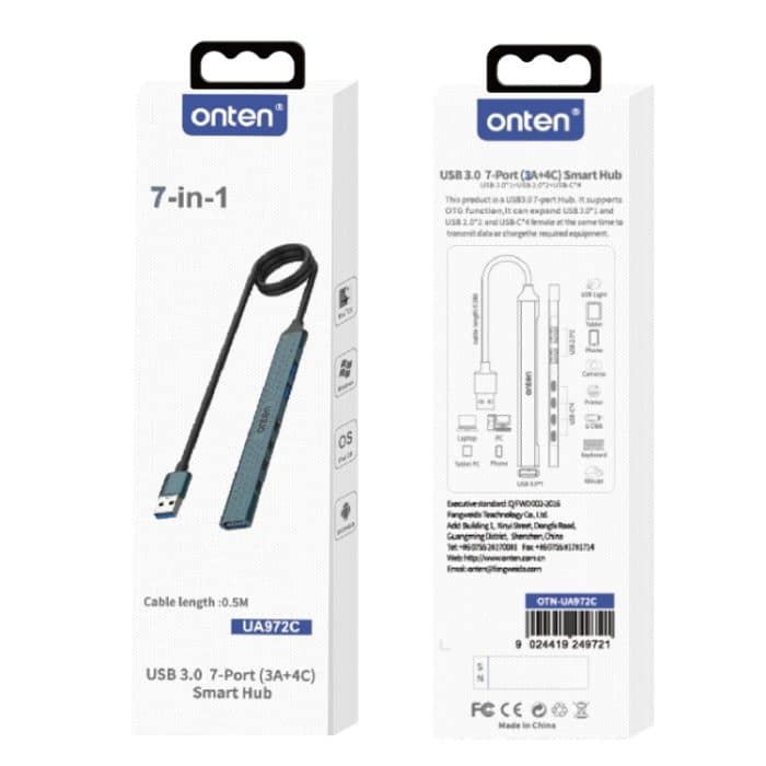 Onten UA972C 7 in 1 USB3.0 auf USB3.0 + USB2.0x2 + Typ-Cx4 HUB-Dockingstation, UA972C – Bild 5
