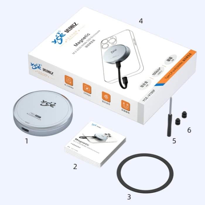 YCE-V195F USB-C / Typ-C auf M.2 NVMe magnetisches Festplattengehäuse, YCE-V195F – Bild 12