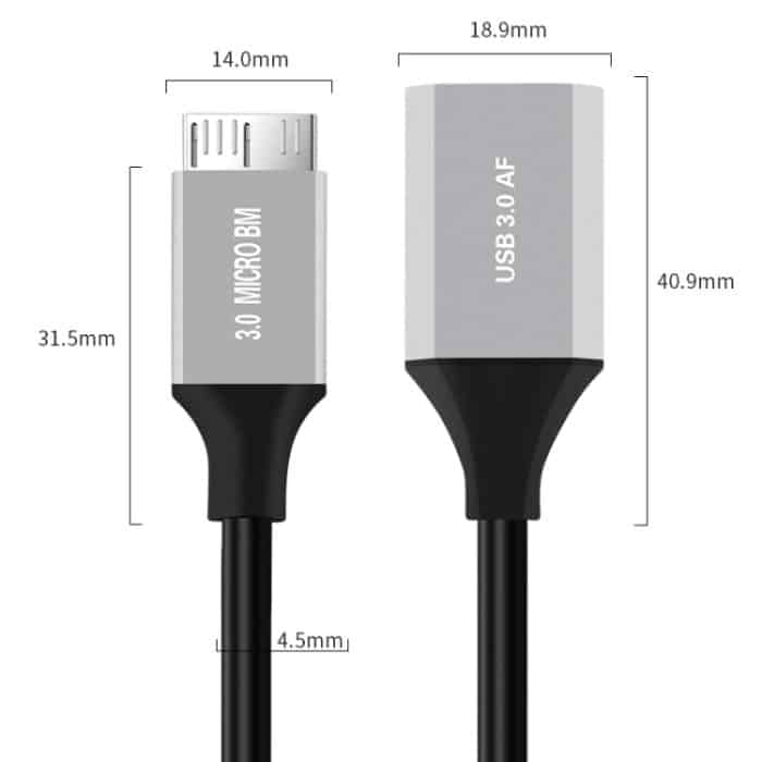 Adapterkabel für mobile Festplatten vom Typ USB 3.0 A-Buchse auf Micro-B, 0.2m, 0.5m – Bild 2