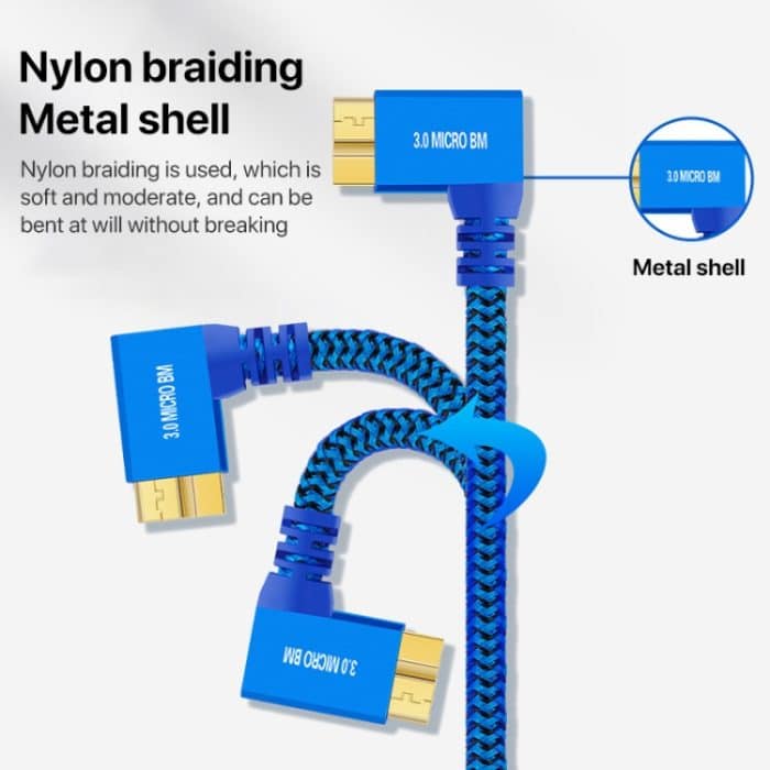 Datenverbindungskabel für mobile Festplatten, USB 3.0 A auf Micro B 3.0 Stecker, 1m – Bild 3