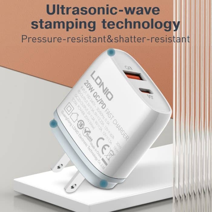 LDNIO Q229 QC3.0 / PD20W USB + Typ-C-Schnellladegerät mit 1 m USB-auf-8-Pin-Kabel, EU Plug, UK Plug, US Plug – Bild 9