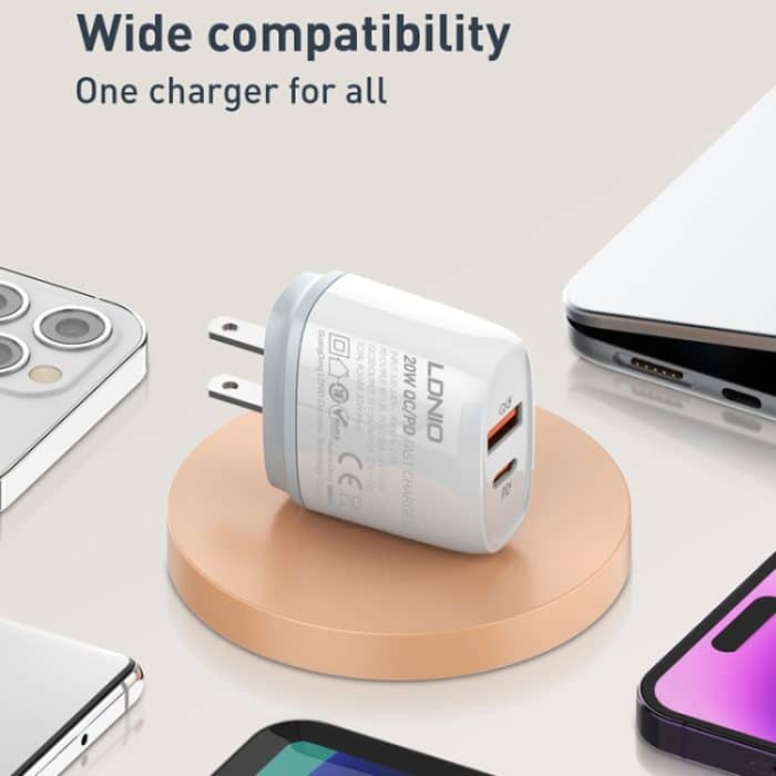 LDNIO Q229 QC3.0 / PD20W USB + Typ-C-Schnellladegerät mit 1 m Typ-C-auf-8-Pin-Kabel, EU Plug, UK Plug, US Plug – Bild 11