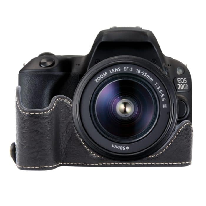 Halbschalen-Basis für Kameras aus PU-Leder mit Büffelstruktur, For Canon EOS 200D II / 200D – Bild 1