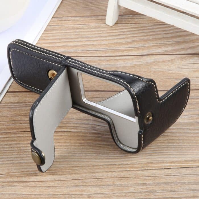 Halbschalen-Basis für Kameras aus PU-Leder mit Büffelstruktur, For Canon EOS 200D II / 200D – Bild 5