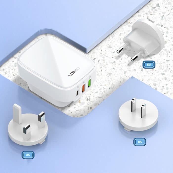 LDNIO Q334 32W Typ-C + Dual USB Port Ladegerät mit Micro USB Datenkabel, EU Plug, UK Plug, US Plug – Bild 12
