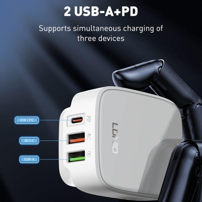 LDNIO Q334 32W Typ-C + Dual USB Port Ladegerät mit Micro USB Datenkabel, EU Plug, UK Plug, US Plug – Bild 5