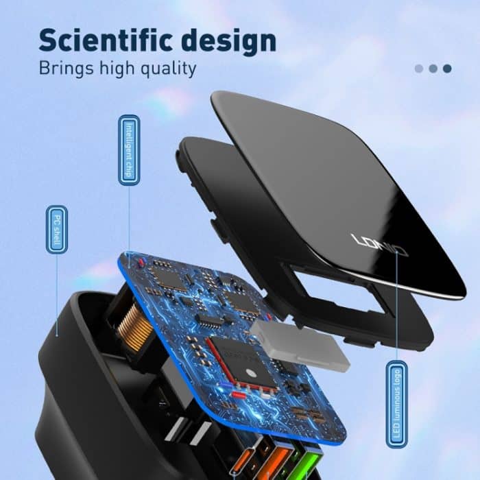 LDNIO Q334 32 W Typ-C + Dual-USB-Port-Ladegerät mit 8-poligem Datenkabel, EU Plug, UK Plug, US Plug – Bild 6