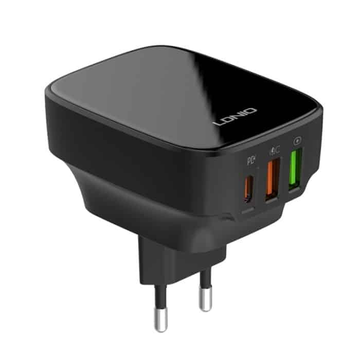EDA006958901A.jpg LDNIO Q334 32 W Typ-C + Dual-USB-Port-Ladegerät mit USB-C/Typ-C-Datenkabel, EU Plug, UK Plug, US Plug – Bild 1