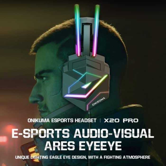 ONIKUMA X20 RGB Farbenfroher, kabelgebundener Gaming-Kopfhörer mit Kopfhalterung, Länge: 1,8 m – Bild 4