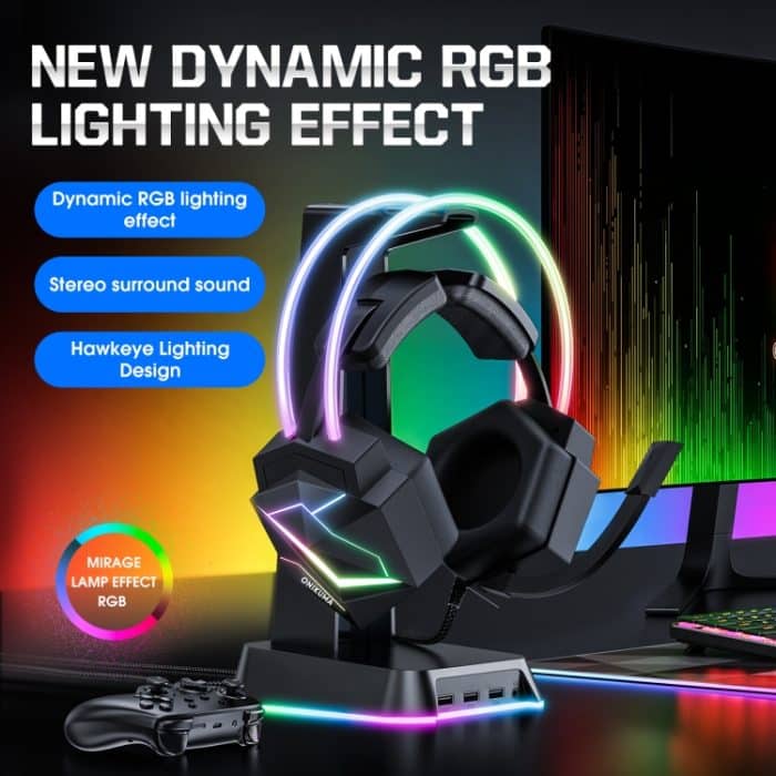 ONIKUMA X20 RGB Farbenfroher, kabelgebundener Gaming-Kopfhörer mit Kopfhalterung, Länge: 1,8 m – Bild 5