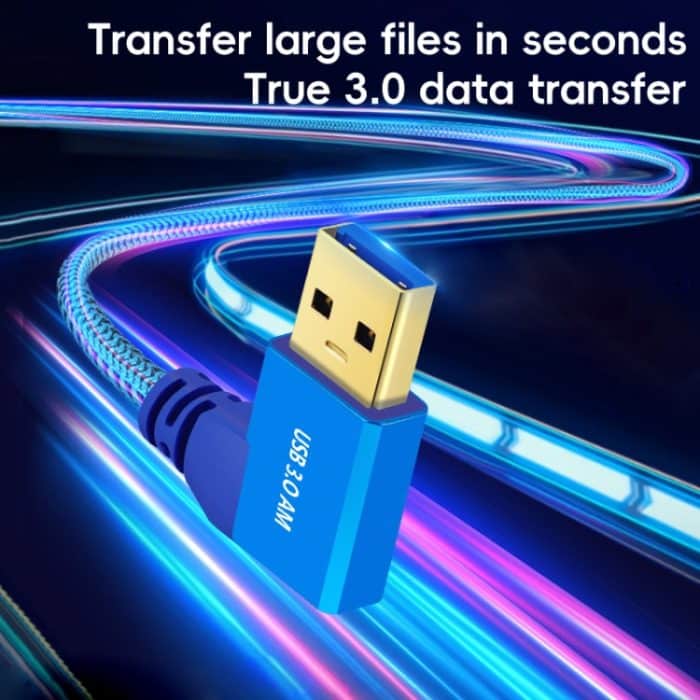 Seitliches Verlängerungskabel mit Winkelstecker, USB 3.0-Buchse auf USB 3.0-Stecker für USB-Festplattenmaus/-Tastatur/-Drucker, 1m – Bild 2