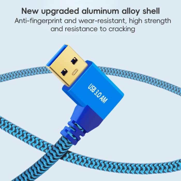 Seitliches Verlängerungskabel mit Winkelstecker, USB 3.0-Buchse auf USB 3.0-Stecker für USB-Festplattenmaus/-Tastatur/-Drucker, 1m – Bild 3