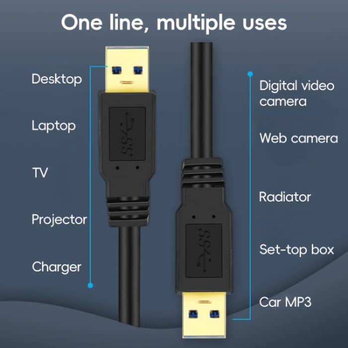 USB 3.0-Stecker auf USB 3.0-Stecker, doppelseitiges USB-Kabel, 0.3m, 0.6m, 1m – Bild 8