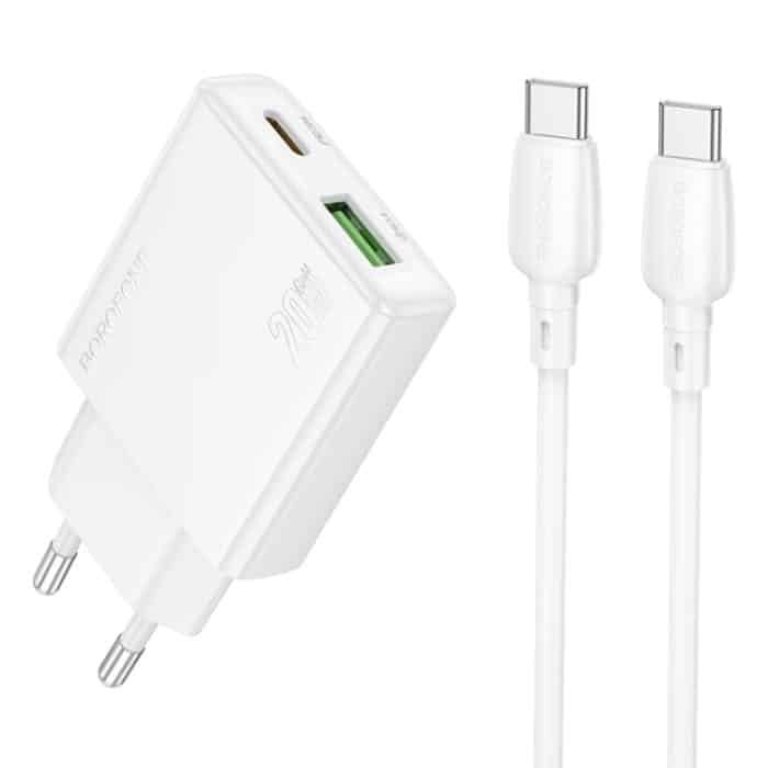hoco BN24 PD 20 W USB, Typ-C Ladegerät mit 1 m Typ-C auf Typ-C Kabelsatz, EU Plug – Bild 1