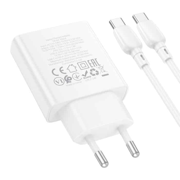 hoco BN24 PD 20 W USB, Typ-C Ladegerät mit 1 m Typ-C auf Typ-C Kabelsatz, EU Plug – Bild 4