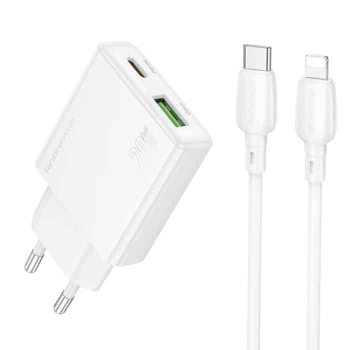 hoco BN24 PD 20 W USB, Typ-C Ladegerät mit 1 m Typ-C auf 8-Pin Kabelsatz, EU Plug – Bild 1